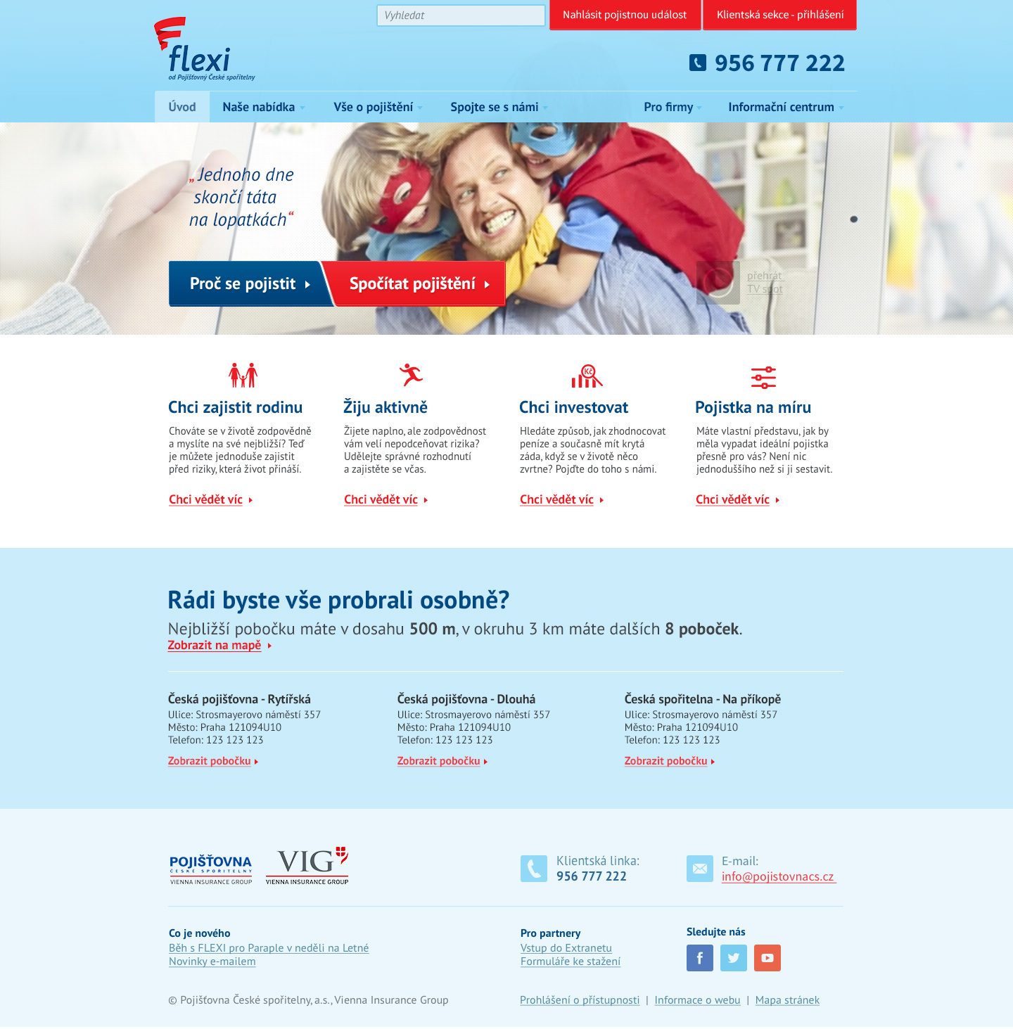 Web životního pojištění FLEXI, homepage
